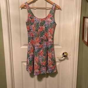 H&M Divided Tropical Floral Mini Dress - Pink, Green, Blue